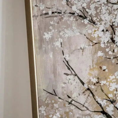 Blossom Tree Neutral Wooden Framed Canvas Wall Art Accessories 