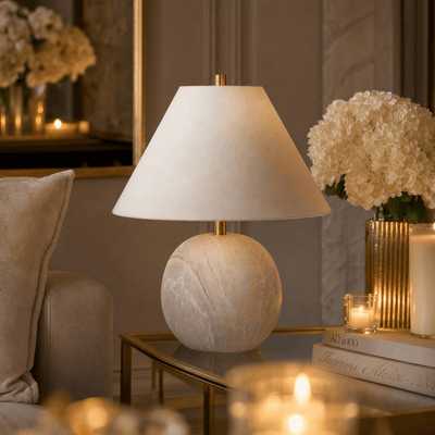 Bologna Cream Ceramic Round Table Lamp Lighting 
