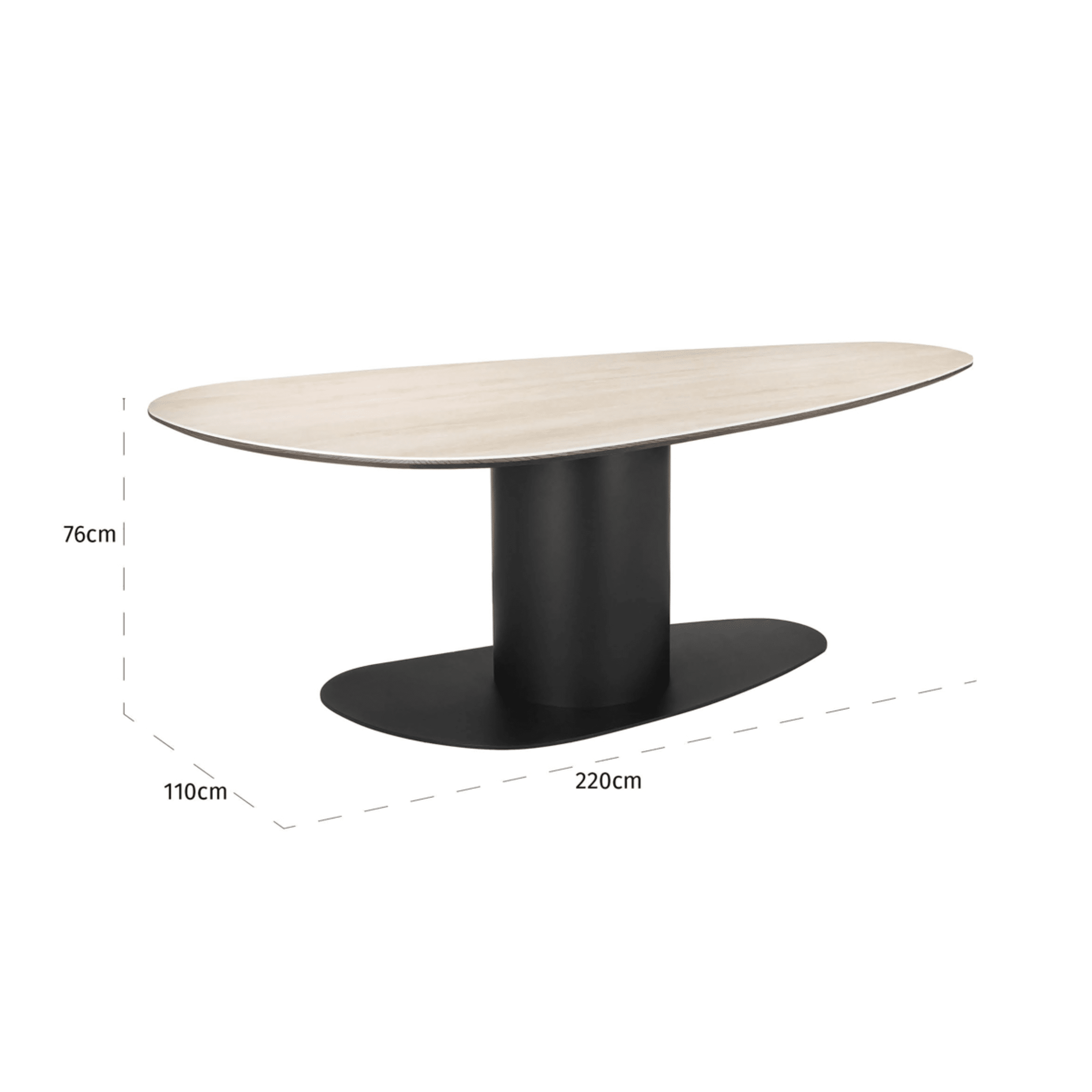 Bordeaux Black Oval Dining Table with Travertine Top Furniture 