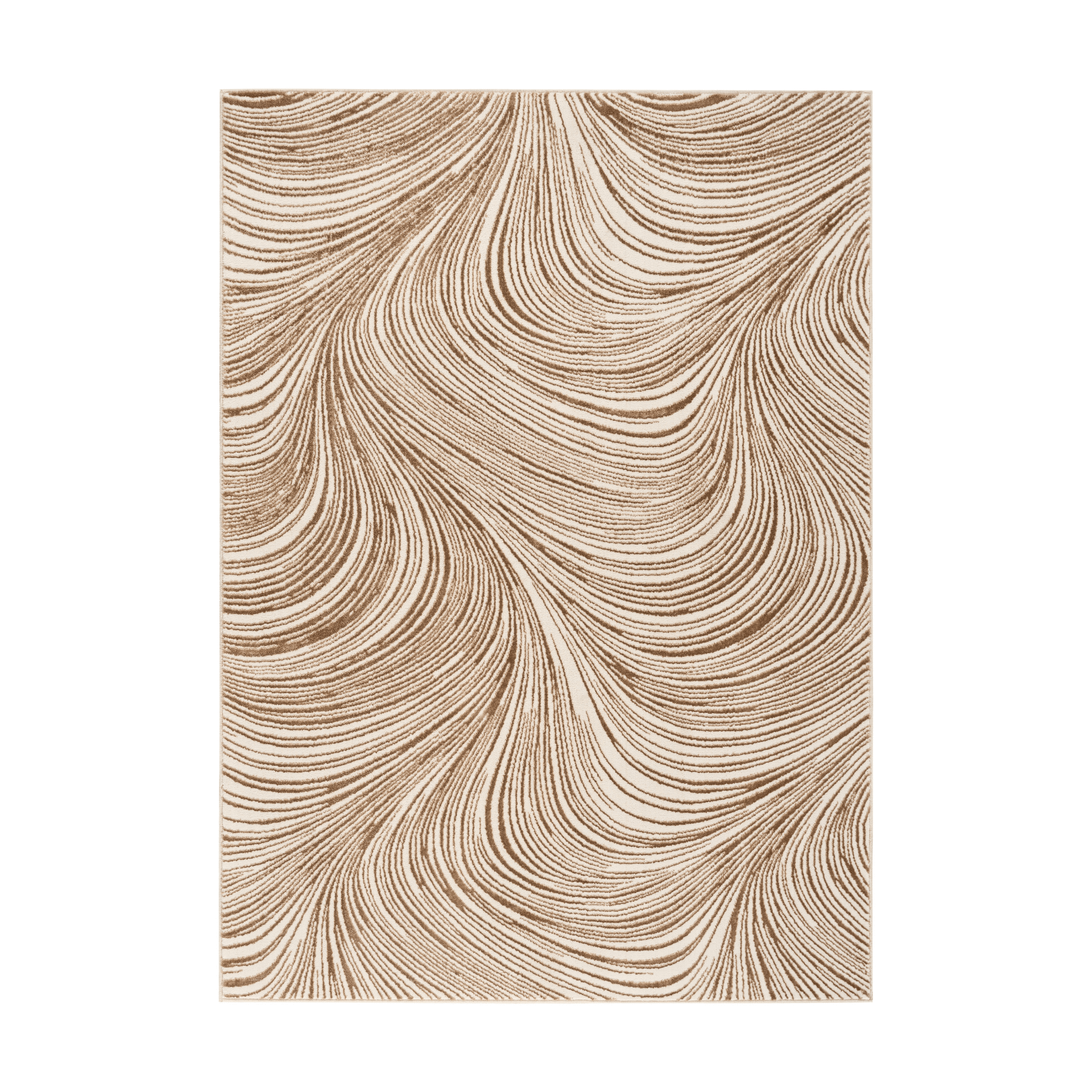 Braun Beige & Brown Swirl Pattern Abstract Rug 