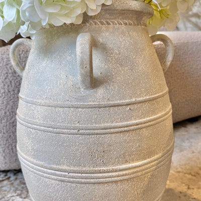 Brianna Large Grey Wash Decorative Vase with Handles Accessories 
