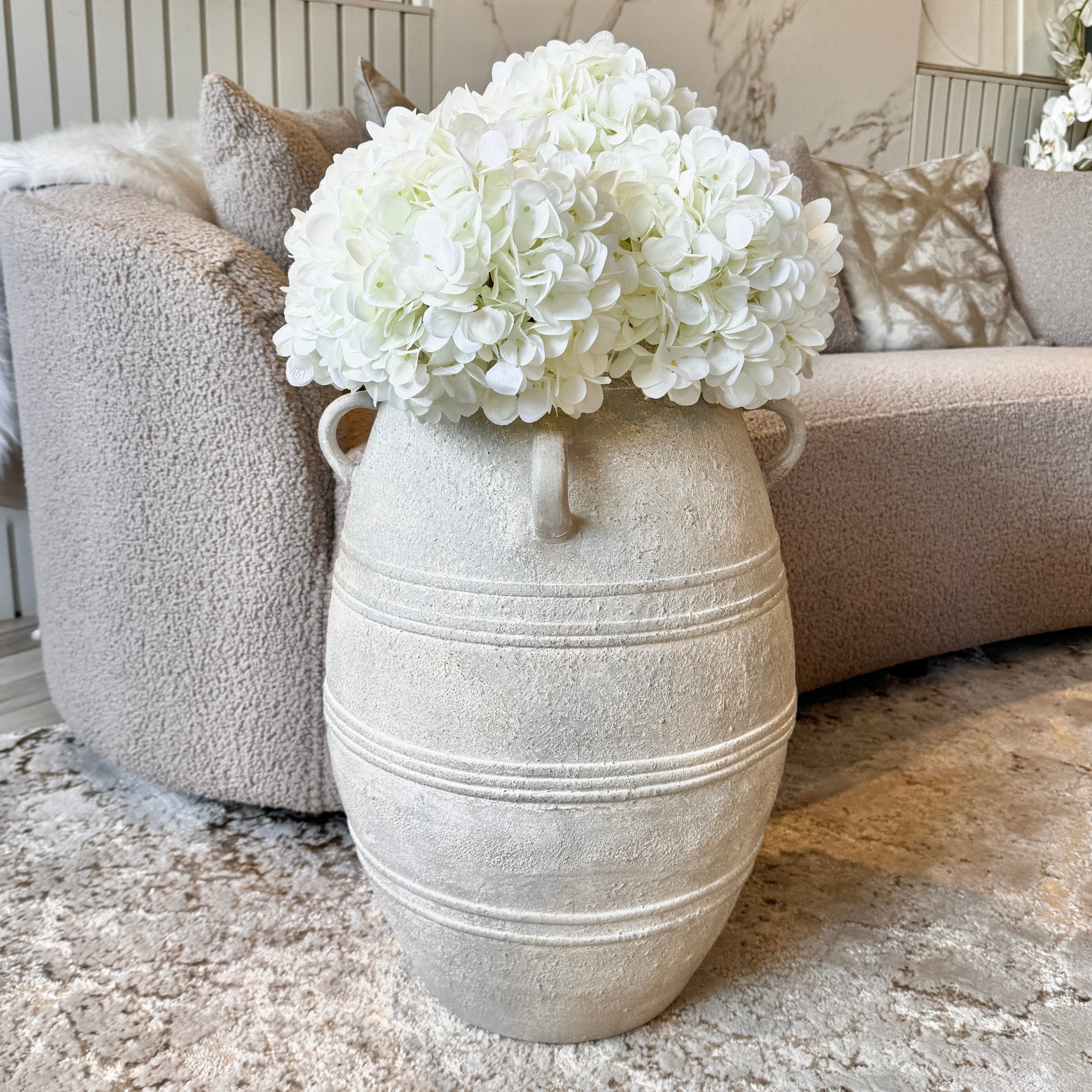 Brianna Medium Grey Wash Decorative Vase with Handles Accessories 