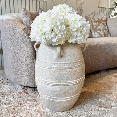 Brianna Medium Grey Wash Decorative Vase with Handles Accessories 