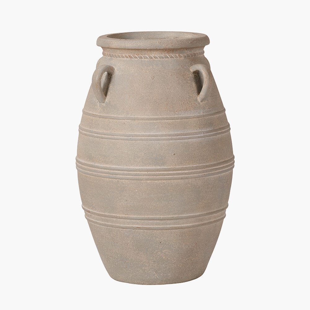 Brianna Medium Grey Wash Decorative Vase with Handles Accessories 