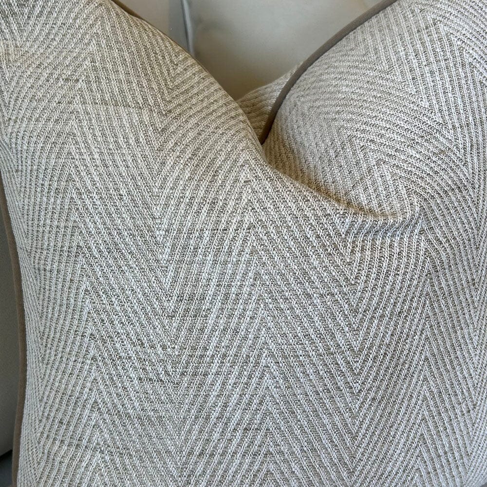 Bridgeport Cream Chevron Cushion Cover with Velvet Piping - 50x50cm