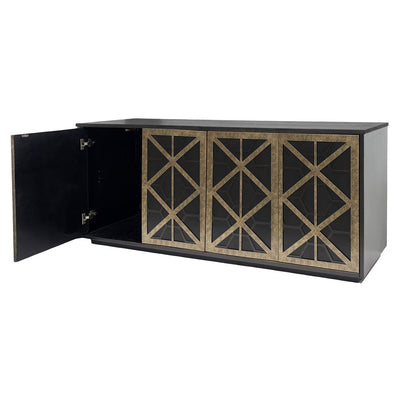 Brooke Luxury Black & Gold 4 Door Sideboard Furniture 
