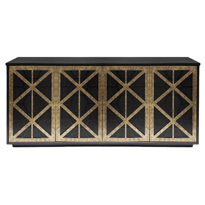 Brooke Luxury Black & Gold 4 Door Sideboard Furniture 