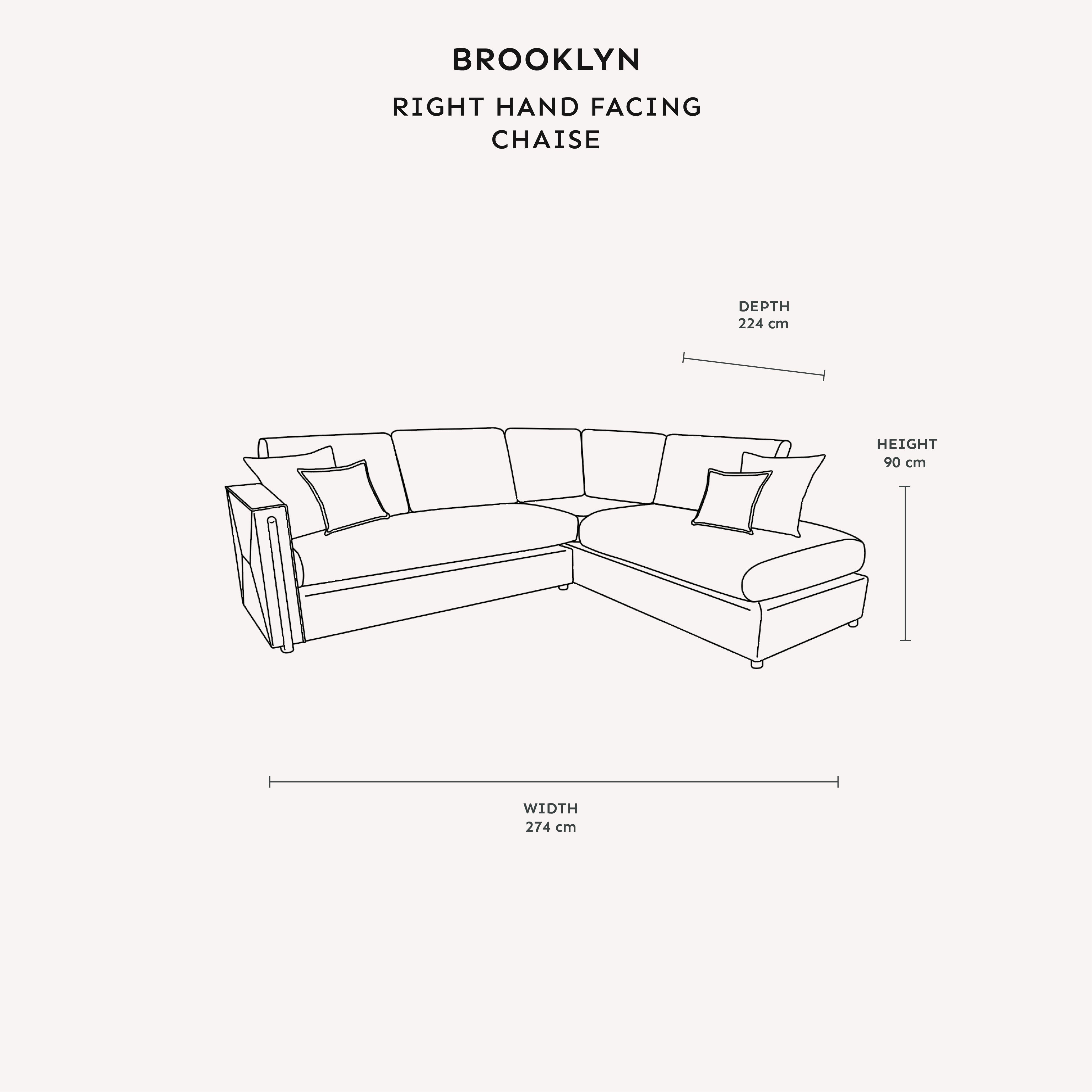 Brooklyn Mink Textured Chenille Sofa Range with Walnut Leg Detail Sofa Chaise End Sofa - Right Hand Facing 