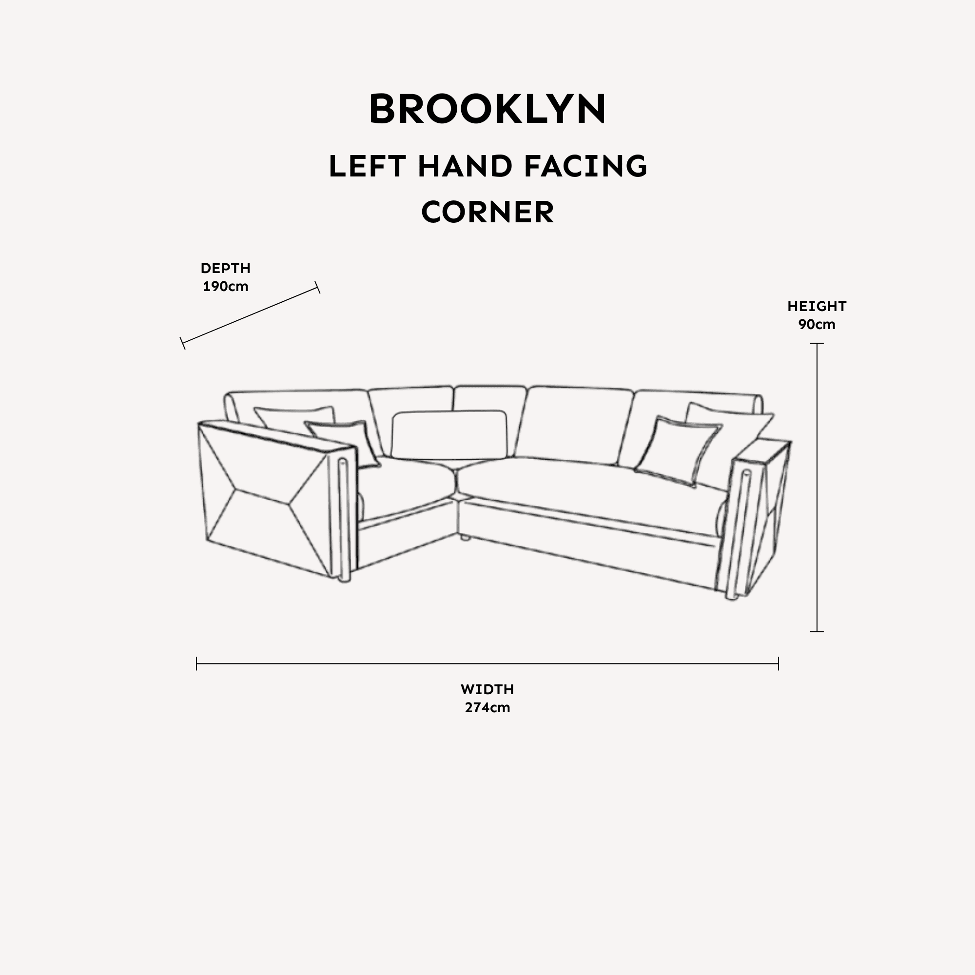 Brooklyn Mink Textured Chenille Sofa Range with Walnut Leg Detail Sofa Corner Sofa - Left Hand Facing 