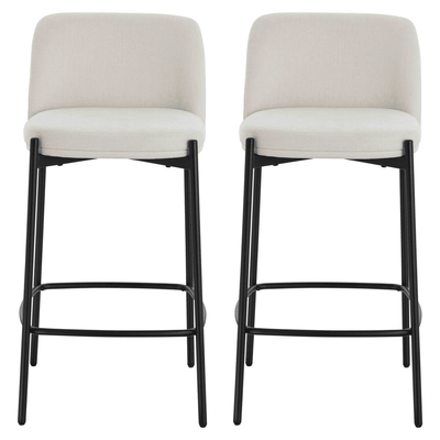 Bugano Cream Textured Bar Chairs with Black Legs - Set of 2 Furniture 