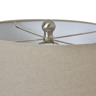 Burford Ceramic White Table Lamp with Taupe Linen Shade Lighting 