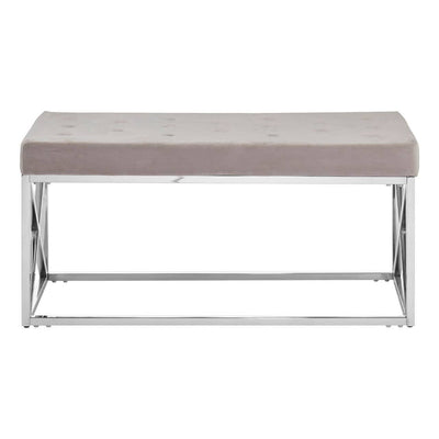 Burnaby Silver & Mink Velvet Tufted Bench Furniture 