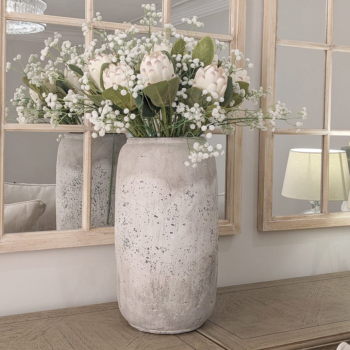 Buxton Neutral Distressed Tall Stone Vase Accessories 