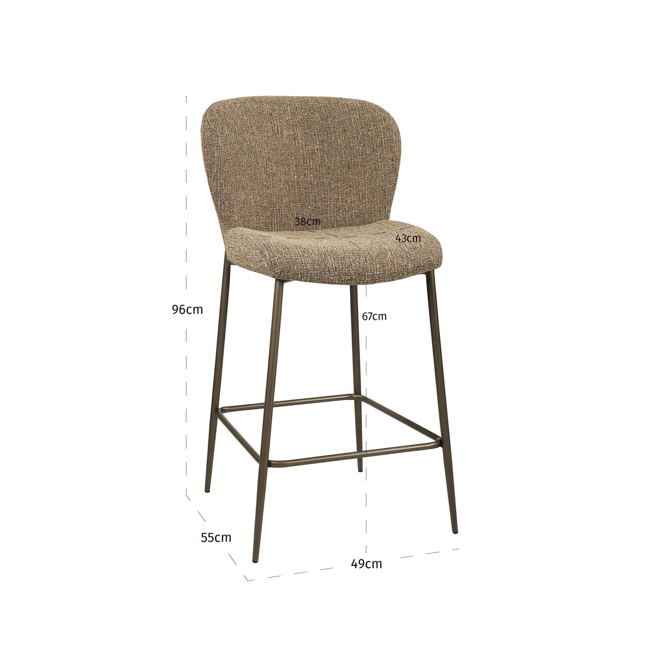 Cadence Brown Tweed Bar Stool Furniture 