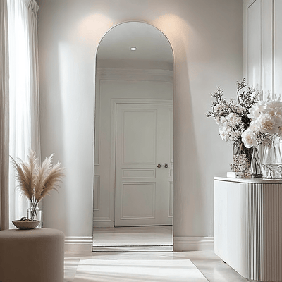 Cairns Brushed Silver Arched Floor Mirror Accessories 