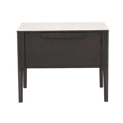 Cairo Luxury Dark Grey Oak Veneer 1 Drawer Bedside Table with Faux Marble Top Furniture 