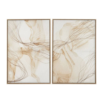 Calais Neutral Abstract Wall Art in Wooden Frame- Set of 2 Accessories 