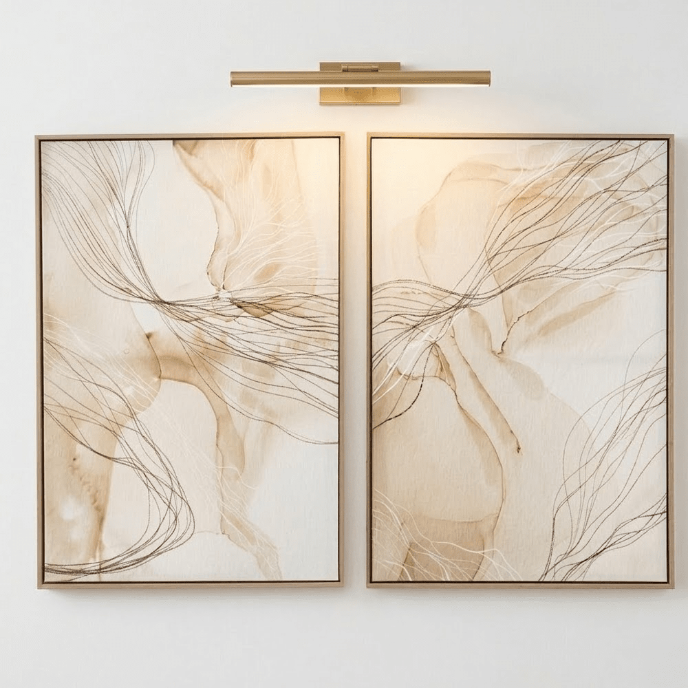 Calais Neutral Abstract Wall Art in Wooden Frame- Set of 2 Accessories 
