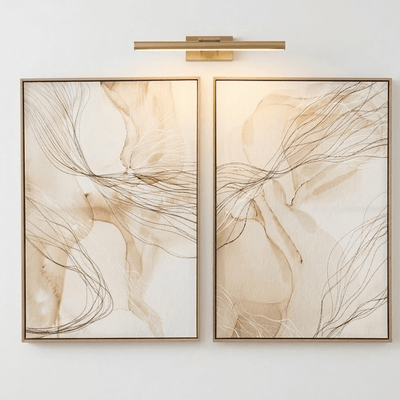 Calais Neutral Abstract Wall Art in Wooden Frame- Set of 2 Accessories 