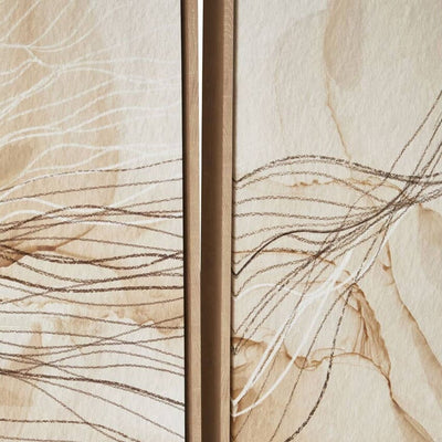 Calais Neutral Abstract Wall Art in Wooden Frame- Set of 2 Accessories 