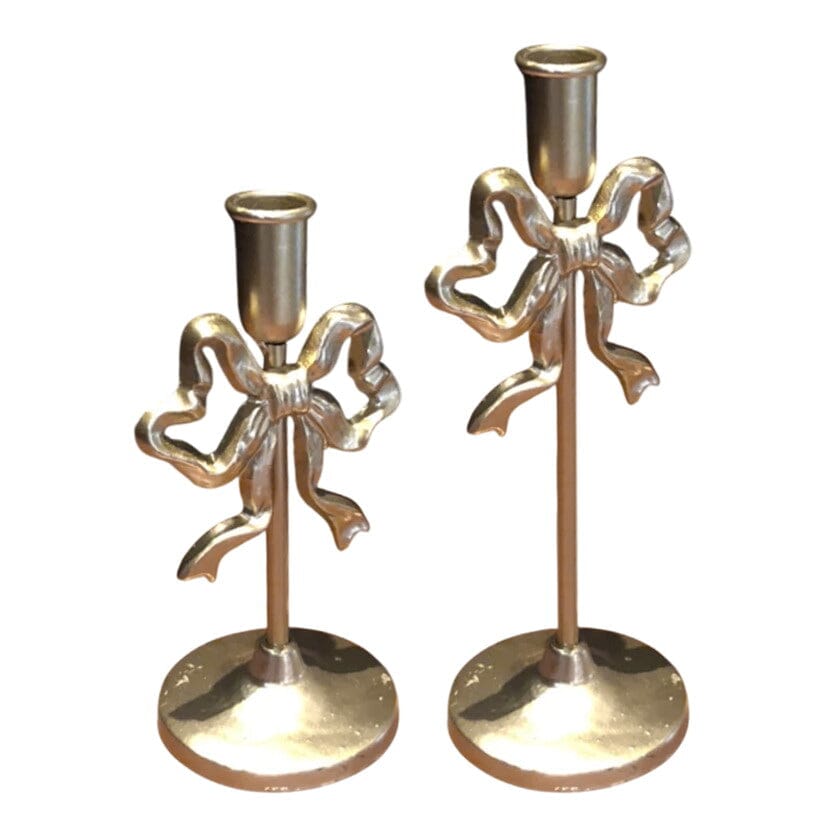 Calla Gold Bow Candlestick Holder - Set of 2 Accessories 