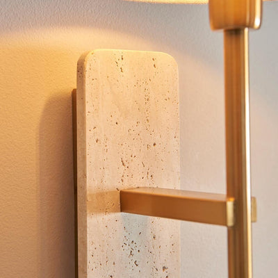 Callie Gold & Travertine Wall Light with Linen Shade Lighting 