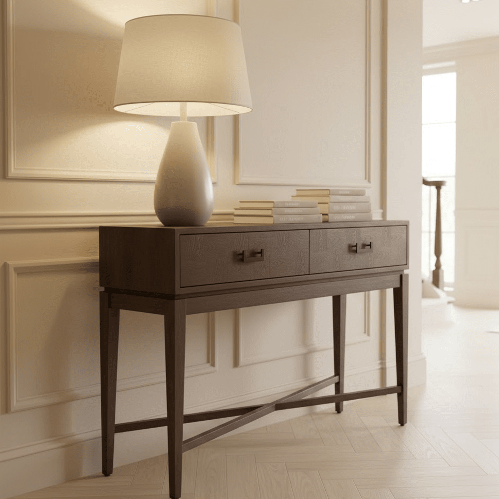 Calyptra Antique Grey 2 Drawer Console Table Furniture 