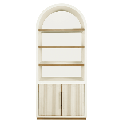 Camille Luxury Cream & Gold Ribbed Arched Shelving Unit Furniture 