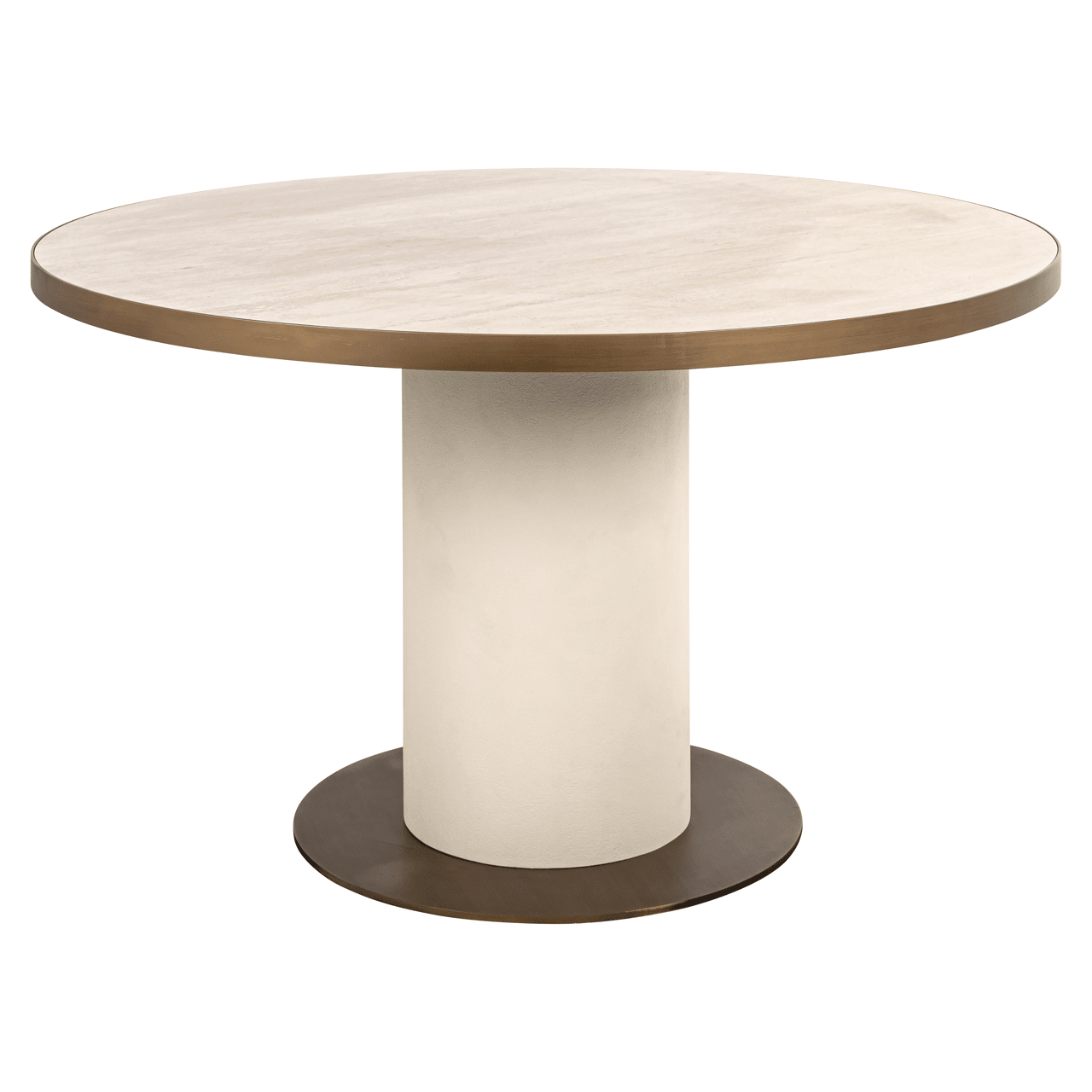 Camille Luxury Cream & Gold Round Dining Table with Ceramic Marble Top Furniture 