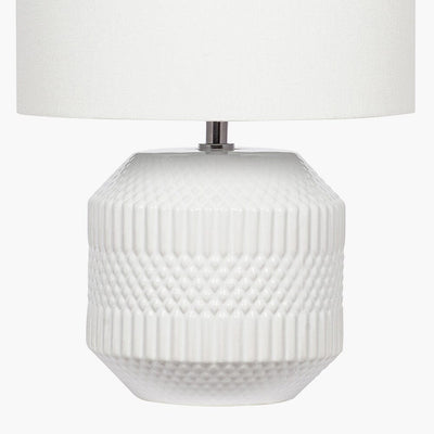 Candar White Geometric Textured Ceramic Table Lamp Lighting 