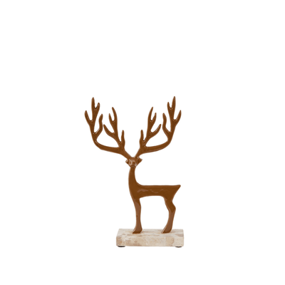 Caramel Standing Reindeer Ornament on Marble Base Accessories 
