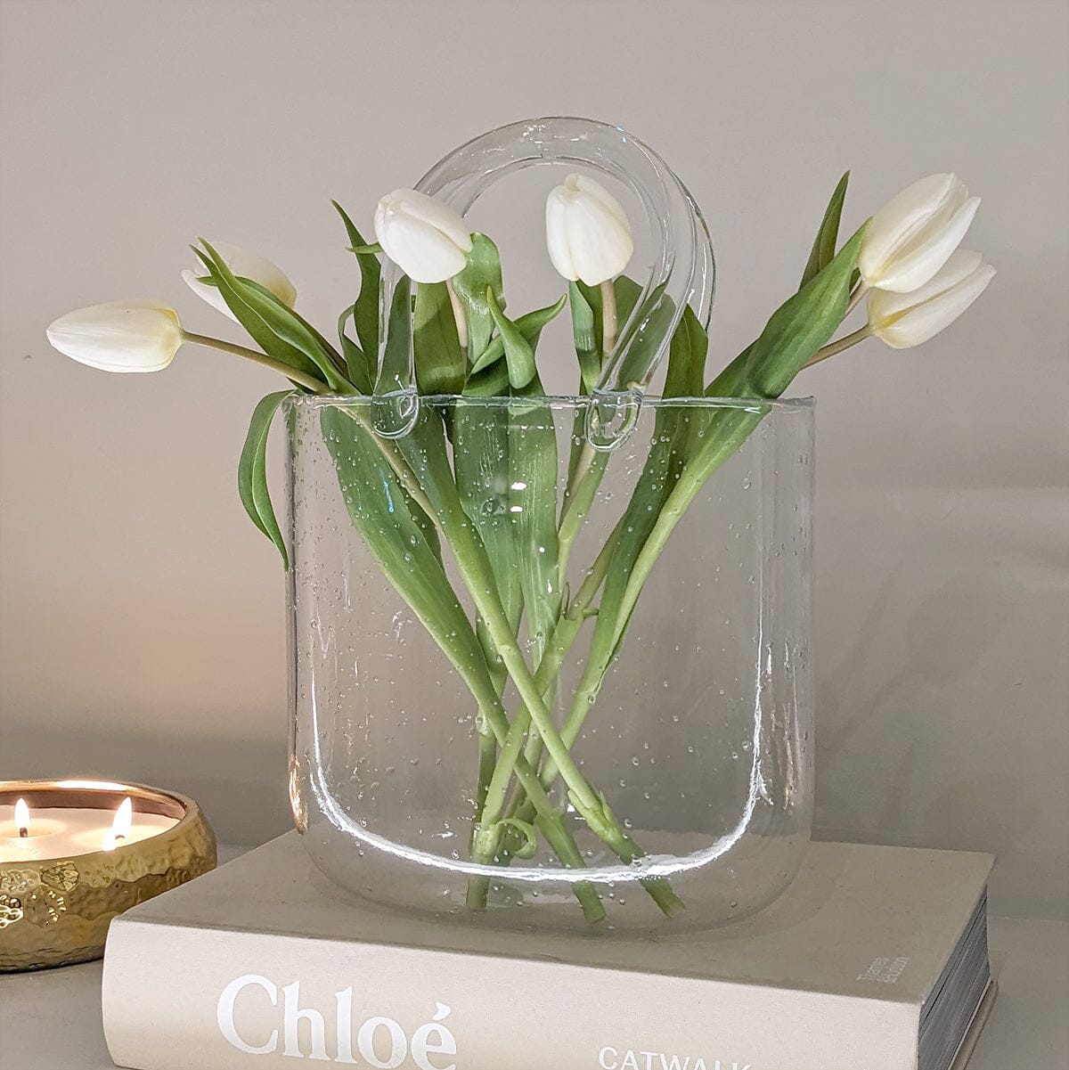 Carina Bubbled Glass Decorative Handbag Vase Accessories 