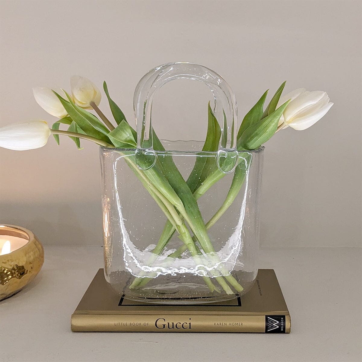 Carina Petite Bubbled Glass Decorative Handbag Vase Accessories 