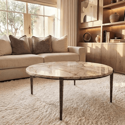 Carlo Bronze Marble & Iron Coffee Table Furniture 