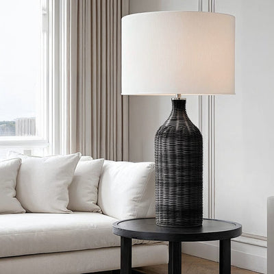 Carrara Black Rattan Bottle Neck Table Lamp Lighting 