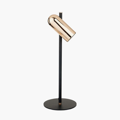Carrara Black & Rose Gold LED Table Lamp Lighting 