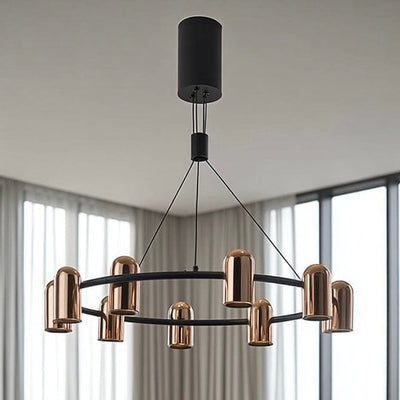 Carrara Black & Rose Gold Round 8 Light LED Pendant Ceiling Light Lighting 