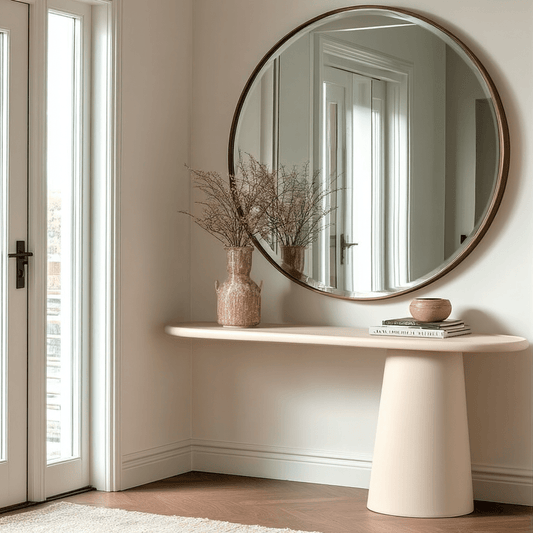 Carys Beige Oval Top Console Table Furniture 