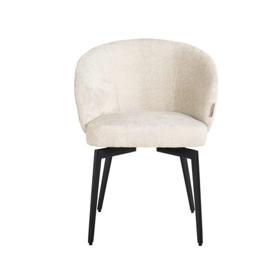 Casa Ivory Chenille Dining Chair with Black Legs Furniture 