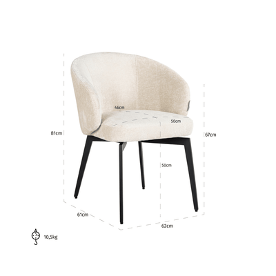 Casa Ivory Chenille Dining Chair with Black Legs Furniture 
