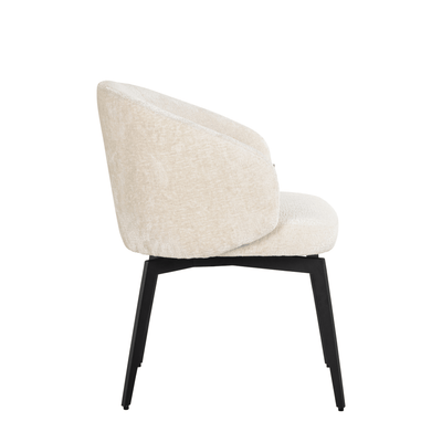 Casa Ivory Chenille Dining Chair with Black Legs Furniture 