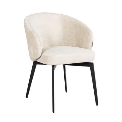 Casa Ivory Chenille Dining Chair with Black Legs Furniture 