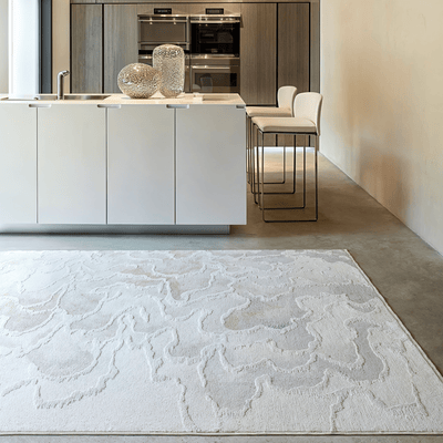 Casablanca Neutral Luxury Metallic Marble Effect Rug 
