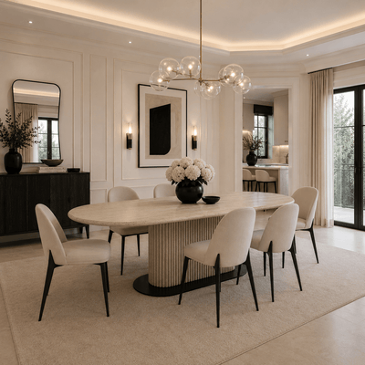 Casandra Luxury Travertine Marble Dining Table Furniture 