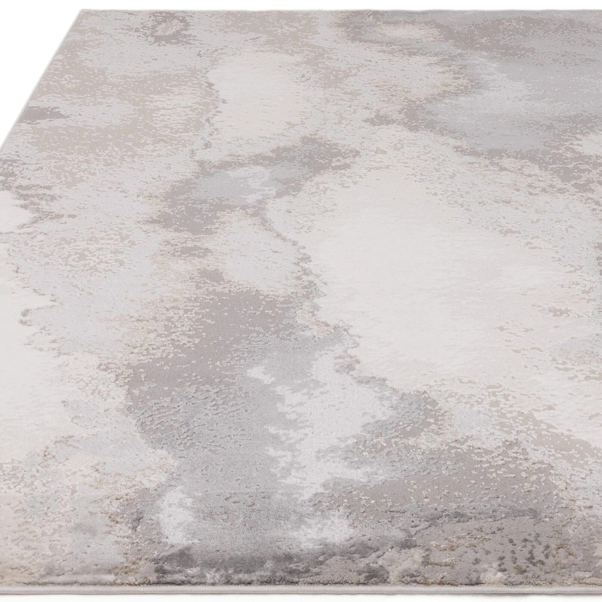 Caselle Grey & Cream Metallic Abstract Rug 