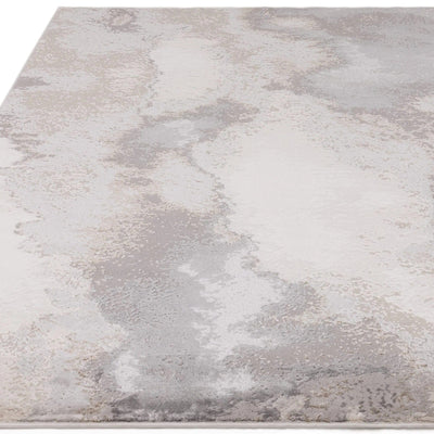Caselle Grey & Cream Metallic Abstract Rug 
