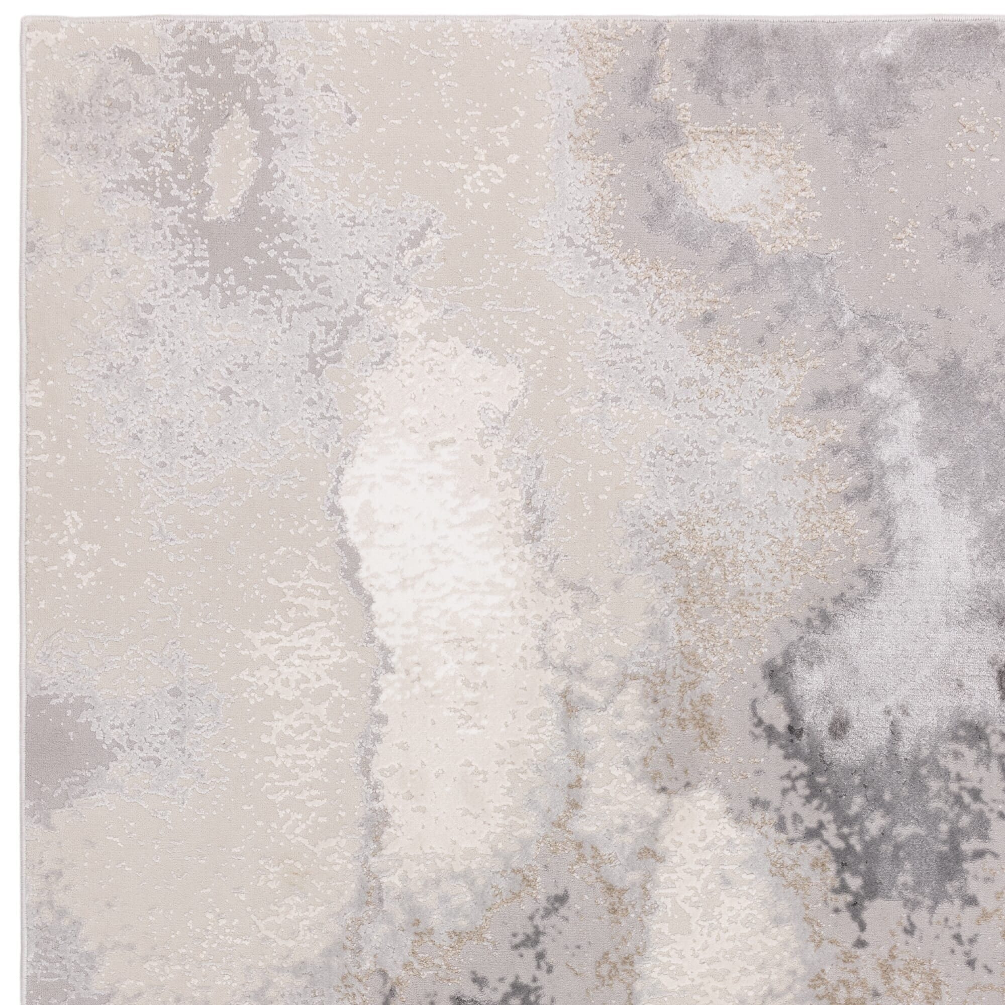 Caselle Grey & Cream Metallic Abstract Rug 