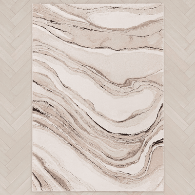 Casoria Cream & Beige Marble Effect Rug 