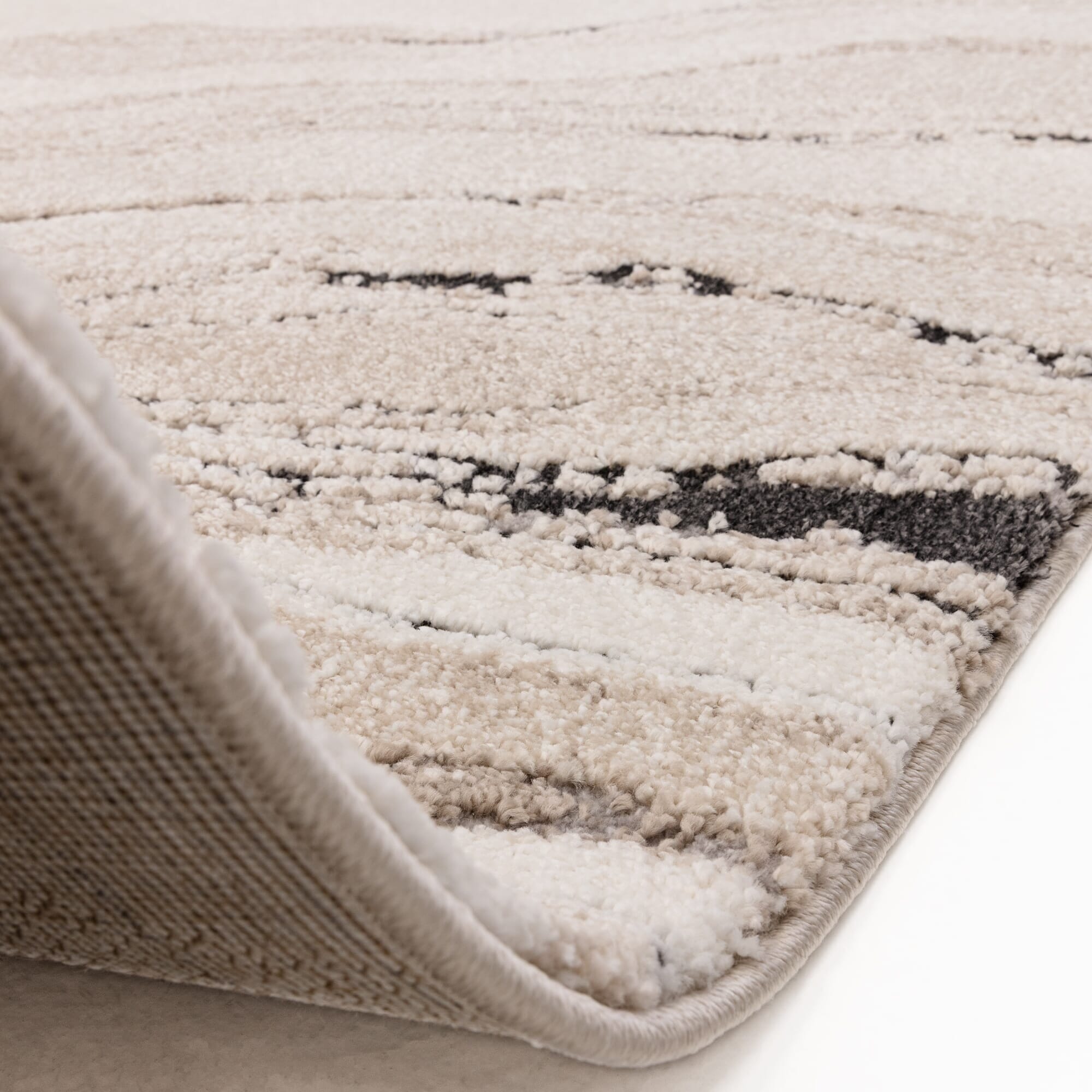 Casoria Cream & Beige Marble Effect Rug 