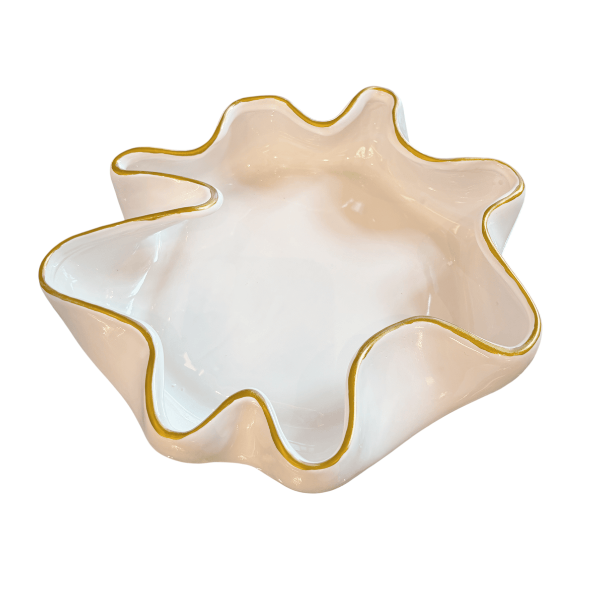 Caspia Cream & Gold Squiggle Decorative Dish Accessories 